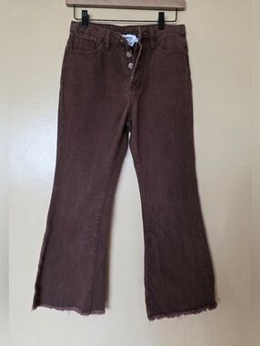 Princess Polly Cropped Chocolate Brown Wide Leg Flare Jeans 4 Coastal Cowgirl